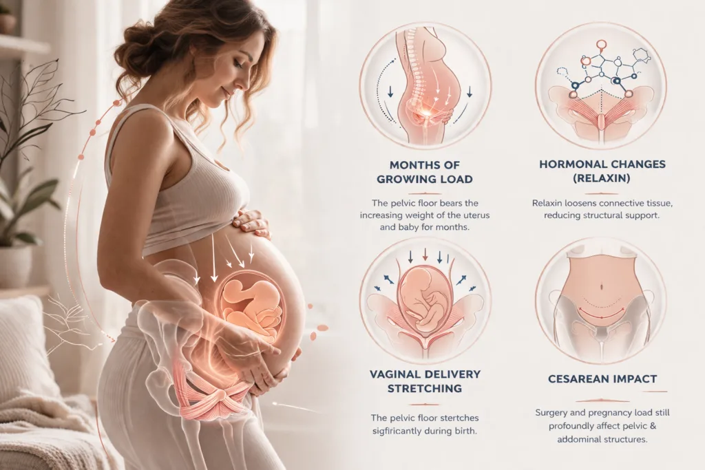 Postpartum pelvic health support for mother and child